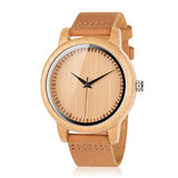 BOBO BIRD Men's Bamboo Wooden Watch with Brown Cowhide Leather Strap Japanese Quartz Movement Sports Casual Watches Gift with Box BOBO BIRD