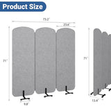 Natwind 3 Panel 73.2 x 71 inch Office Room Privacy Protect Space Divider Portable Partition,Wall Folding Cubicle Indoor Freestanding Acoustic Partition Temporary for Office Room Natwind
