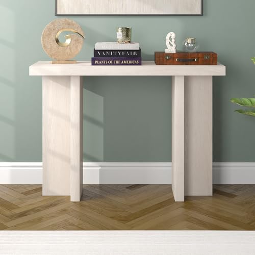 Henn&Hart 42" Wooden Rectangular Console Table Entryway Table, Sofa Table for Entryway, Living Room, Couch, Hallway, or Office, Beech White Henn&Hart