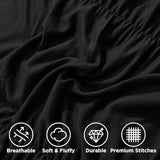 Andency Ruched Black Full Size Comforter Sets, Shabby Chic Pleatd Bedding Sets 3 Pieces, Lightweight Soft Boho Ruffle Bed Set for Girls, Kids, Women, All Season Andency