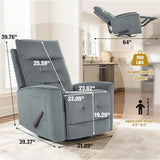 GNMLP2020 Swivel Rocker Recliner Chair, Rocking Chair, Small Swivel Recliner for Small Spaces, Living Room, RV(Dark Grey)