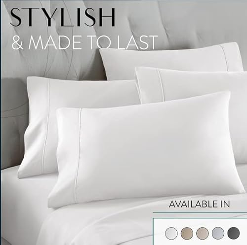 Danjor Linens Bed Sheet Set Queen Size for Hot Sleepers, Hotel Premium Sheets with 4 Pillowcases, Lightweight Brushed Microfiber Deep Pockets, Breathable Cooling 6 Piece Bedding Sets, White Danjor Linens