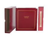 Corporate Kit (Red) - Binder, Slipcase, Minutes & Bylaws, Stock Certificates, Index Tabs & Red R-542 Self-Inking Corprate Seal Stamp Hubco