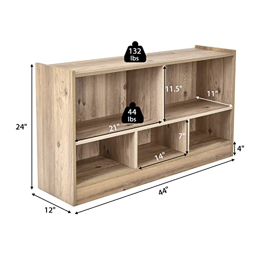 Tangkula 2-Tier 5-Cube Open Shelf Storage Bookcase - Versatile Wooden Display Cabinet for Any Room