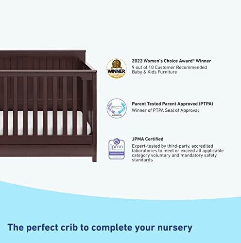 Graco Hadley 5-in-1 Convertible Crib with Drawer (Espresso) – Crib with Drawer Combo, Includes Full-Size Nursery Storage Drawer, Converts from Baby - WoodArtSupply