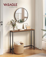 VASAGLE Console Table, Entryway Table, One Piece Top, Easy Assembly, for Hallway, Bedroom, Living Room, 1 Tier, 7.9 x 31.5 x 32 Inches, Rustic Brown and Ink Black ULNT035KD01S VASAGLE
