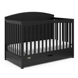 Graco Bellwood 5-in-1 Convertible Crib with Drawer (Black) - GREENGUARD Gold Certified, Full-Size Storage Drawer, Converts to Toddler Bed and Full-Size Bed STORK CRAFT