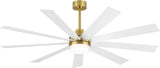 LEDLUX 72" DC Motor Ceiling Fan with Light, 6-Speed Remote Control, Reversible Motor, Modern 9 Blades Ceiling Fan 4.5"/12"/24" Downrods for Home or Commercial, Living Room/Restaurant White/Gold LEDLUX