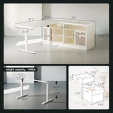 ModernMate 67" L Shaped Standing Desk with Drawers and File Cabinet, AC/USB, 1.18" Desktop, Height Adjustable Wood Desk, Electric Desk with Multiple Functions for Home and Office, White Rattan ModernMate