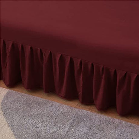ANWUCHEN Futon Cover-Stretch Armless Futon Covers Full Size with Skirt Ruffled Futon Sofa Cover Washable Folding Sofa Bed Cover Soft Futon Couch Cover Slipcover with Elastic Bottom for Kids,Pets(Red) ANWUCHEN