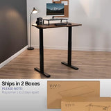 VIVO Manual Height Adjustable 43 x 24 inch Stand Up Desk, Rustic Vintage Brown Solid One-Piece Table Top, Black Frame, Standing Workstation with Foldable Handle, DESK-KIT-MB4N VIVO