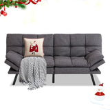 MUUEGM 71" Futon Sofa Bed, Convertible Couch Filled with Memory Foam, Modern Loveseat with Adjustable Backrest&Armrest, Sofas for Living Room,Game Room,Dormitory,Office.Grey Fabric MUUEGM