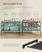 SONGMICS Shoe Rack, 3-Tier Shoe Storage Organizer, Space-Saving, 11.6 x 24.5 x 21 Inches, Entryway, Metal Frame, Non-Woven Fabric Shelves, Ink Black ULSH023BH01 SONGMICS