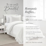 Lush Decor Reyna Ruffle Cotton Duvet Cover Set 2 Piece Set Twin XL, White - Cute Teen Bedding Set - White Duvet - Ruffled Bedding - Coquette Dorm Decor Lush Decor