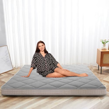 SUNYRISY Japanese Floor Futon Mattress, Thicken Roll up Tatami Mat, Foldable Mattress Topper Sleeping Pad Lounger Guest Bed for Camping Couch, Twin Full Queen SUNYRISY