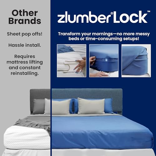 The Original USA Patented ZlumberLock – Secure Sheet Holder with Heavy-Duty Mattress Straps – No More Loose Bedding, Universal Fit, Easy One-Time Installation Zlumber