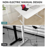 Whole Piece Manual Standing Desk Adjustable Height with Lockable Casters- Hand Crank Stand up Desk with Wheels, Mobile Sit to Stand Workstation with Handle iWkstation