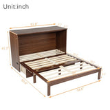 Bellemave Queen Murphy Bed with Storage Drawer and Station, Cabinet Bed, Murphy Cabinet with Foldable Panel, Noisy Free, for Guest Bedroom, Living Room, Walnut Rattan Bellemave