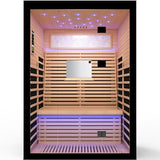 OUTEXER 2 Person Infrared Sauna Room Far Infrared Saunas Home Canadian Hemlock Indoor 2100W Low-EMF Dry Saunas with Oxygen Bar 7 Color Therapy 53.1 * 47.2 * 74.8inch OUTEXER