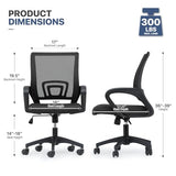 MoNiBloom Mesh Office Chair, Ergonomic Computer Chair for Adults, Rolling Swivel Mid-Back Desk Chair with Lumbar Support, Comfy Armrest for Home Office, Gaming, Black MoNiBloom