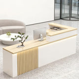 L Shaped Reception Desk with Counter and Storage, L Shaped Front Desk Reception Counter Over 180cm Joint Assembly, Modern Receptionist Table for Office Salon Retail (A - Left, L 160cm/63in) Generic