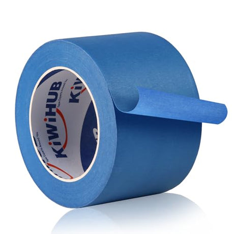 KIWIHUB Wide Blue Painters Tape, 3in x 55Y, Blue Masking Tape for Painting, Laser Cutting/Engraving & 3D Printing, 21-Day Clean Removal KIWIHUB