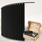 Sovtfides Blackout Curtains, Black 1 Panel W105 x L84in, with Ceiling Curtain Track Black 9.84ft, Thermal Insulated Sliding Door Room Divider Sovtfides