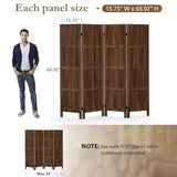 ALeesing 4 Panel Room Divider, 5.6Ft Wood Room Dividers and Folding Privacy Screens, Room Divider Wall Freestanding Room Partitions, Room Dividers Screen for Home Office Bedroom, Dark Brown ALeesing
