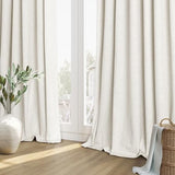 Cream Linen Blackout Curtains 108 Inch Length 2 Panels Set for Living Room Bedroom Back Tab Thermal Insulated 100% Black Out Linen Drapes Room Darkening Window Curtains 108 Inches Long Ivory Natural Guken