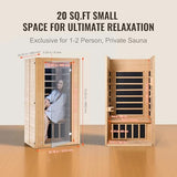 VEVOR 1 to 2 Person Far Infrared Wooden Sauna, Room Home Sauna Spa, Low EMF Far Infrared Hemlock Wood Sauna with Tempered Glass Door & Multicolor Lamp & Bluetooth Speakers & Chromotherapy Lights VEVOR