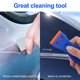 4 Pcs Plastic Razor Blade Scraper and 100 Pcs Blades, Remove Label Decal Tool， Forwithout Scratches Plastic Razor Blade Scraper, Adhesive Remover for Stickers, Gaskets and Paints on Window Car Glass kwbgjq