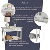 Alaterre Furniture Rustic Country Cottage Console Table with 1 Drawer & 1 Shelf, Distressed Finish - Perfect for Living Room, Entryway, Hallway Alaterre Furniture
