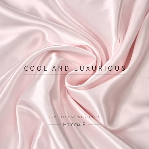 N\A HommxJF Blush Pink Satin Sheets Twin Size Sheets Set Silky Sheets, 3 Pieces Bedding Sheets & Pillowcases with 1 Flat Sheet + 1 Deep Pocket Fitted Sheet + 1 Pillowcase (Blush Pink, Twin) N\A