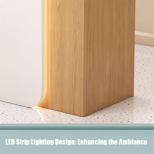 32 Inch Reception Desk, Modern Reception Table with LED Light, Front Counter Desk with Lockable Drawer, Checkout Counter for Lobby, Salon, Retail, Home Office, Reception Room