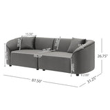 Christopher Knight Home 87.50" Curved Oversized 2 Seater Sofa, Upholstered Couch Chair, Soft Seating Lounge Chair, Cozy Loveseat with Armrest, Reading Sofas for Living Room, Home Rest, Grey Christopher Knight Home