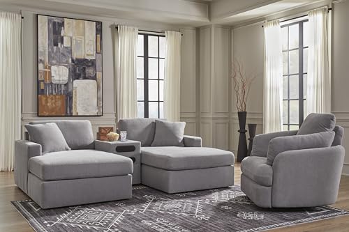 Signature Design by Ashley Modmax Contemporary Indoor Upholstered Press-Back Rocker Swivel Glider Recliner with Hidden Storages, Light Gray Signature Design by Ashley
