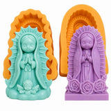 Toni Crafty Virgin Mary Candle Mold 2 Pieces Different Desings, Candle Making molds, Premium Silicone Easy Release Flexible Durable, virgencita Candle Mold Virgen de Guadalupe soap Mold.