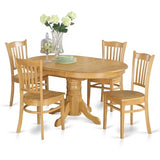 East West Furniture AVGR5-OAK-W 5 Piece Dining Room Table Set Includes an Oval Kitchen Table with Butterfly Leaf and 4 Dining Chairs, 42x60 Inch, Oak East West Furniture