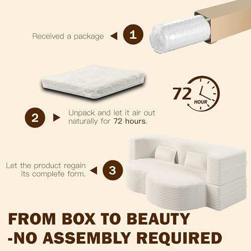 78" Twin Size Convertible Folding Sleeper Sofa Bed, Modern Corduroy Futon Sofa Bed with Pillow, Foam Mattress Loveseat Cloud Couch, No Assembly Floor Couches for Living Room, Playroom, Apartment Beige extrasleep