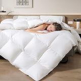 Feather Down Comforter King Size, All Season Duvet Insert, Hotel Luxury Bedding Comforter Cozy Ultra Soft Medium Warmth Duvet Insert with 8 Corner Tabs White 106 x 90 Inch Mosluna