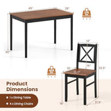 Giantex 5-Piece Dining Table Set for 4, Rectangular Kitchen Table & 4 Chairs with Rubber Wood Legs, Cross Backrest, Space-Saving Mid Century Modern Dinette Set for Dining Room, Breakfast Nook, Dinner Giantex