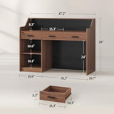 ANGRYWIN Reception Desk with Counter, Front Desk with 3 Drawers and Storage Cabinet, 47 inch Modern Retail Counter with Cable Grommet for Checkout, Barber, Beauty Salon, Home Office ANGRYWIN