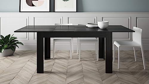 Mobili Fiver, Easy, Extendable Dining Table, 55,1(86,6) x35,4 in, High Gloss White, for 6-10 People, Expandable Dining Table for Kitchen, Italian Furniture Mobili Fiver