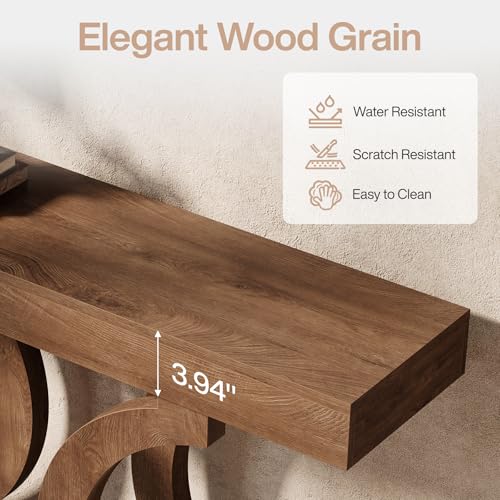 Tribesigns 43.31-Inch Farmhouse Console Table for Entryway, Unique Narrow Sofa Table Behind The Couch with Curved Legs for Living Room, Hallway, Foyer, Entrance, Rustic Brown Tribesigns