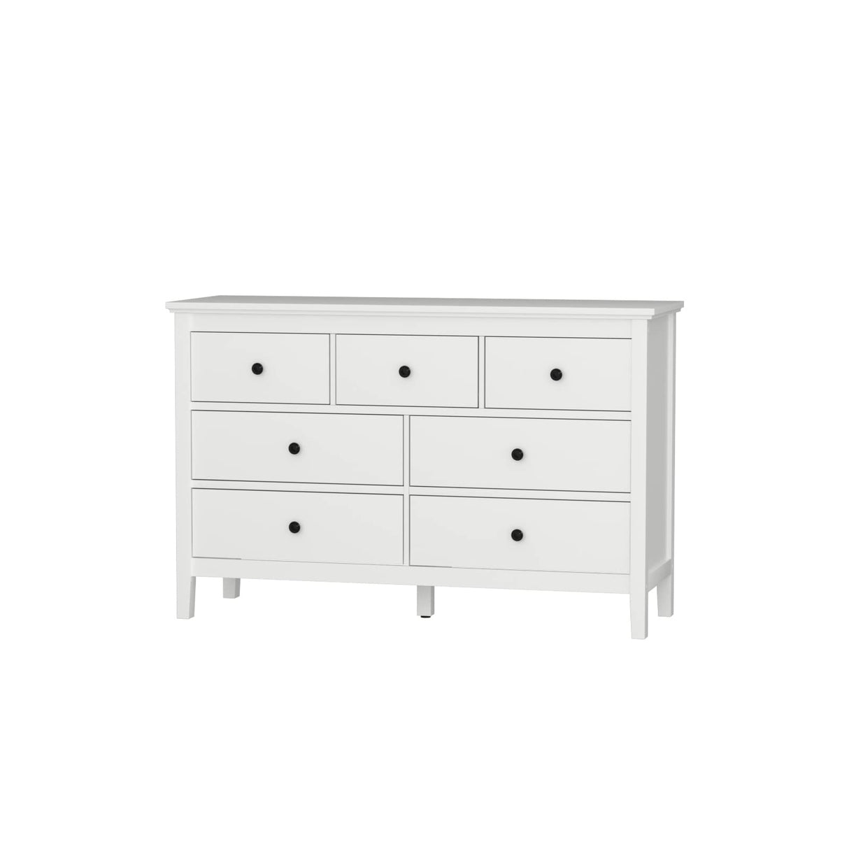 CARPETNAL White Modern Dresser for Bedroom, 7 Drawer Double Dresser with Wide Drawer and Metal Handles, Wood Dressers & Chests of Drawers for CARPETNAL