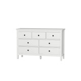 CARPETNAL White Modern Dresser for Bedroom, 7 Drawer Double Dresser with Wide Drawer and Metal Handles, Wood Dressers & Chests of Drawers for CARPETNAL