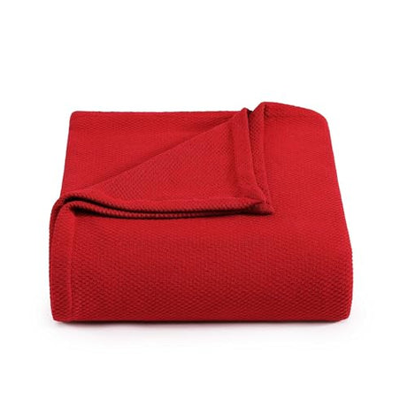 Tommy Hilfiger - King Cotton Blanket, Textured Pique Weave Bedding, Medium Weight Soft Blanket, Anti-Pilling & Fade Resistant, Ideal for Layering, Oeko-TEX Certified (Red) Tommy Hilfiger