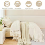 ANGIYUIN 5 Pieces Camel Twin Size Comforter Set for Kids Girls Ruffled Bedding Set Boho Farmhouse Bed Sets Shabby Fluffy Elegance Bed in A Bag with Sheets(Camel Twin) ANGIYUIN