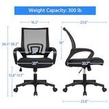 Yaheetech Mid-Back Mesh Office Chair Adjustable Ergonomic Computer Task Chair Swivel Rolling with Lumbar Support Armrest for Home Office Work Study, Black Yaheetech