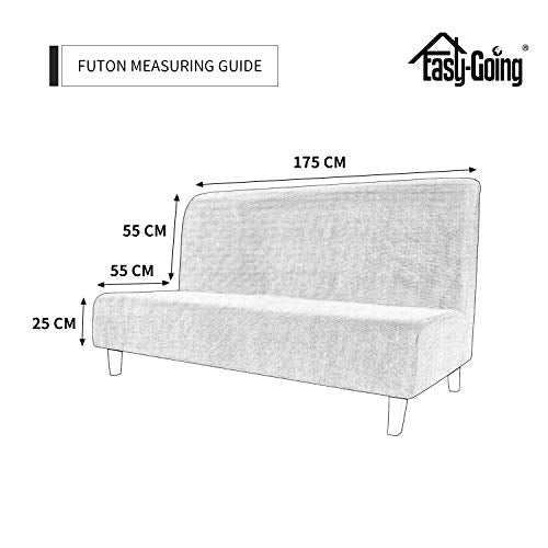 Easy-Going Stretch Futon Slipcover Armless Futon Bed Cover Furniture Protector Without Armrests with Elastic Bottom for Kids, Soft Jacquard Fabric Small Checks (Large, Christmas Red) Easy-Going